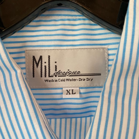 Butterfly / bedazzle Blue striped button up - Picture 3 of 5